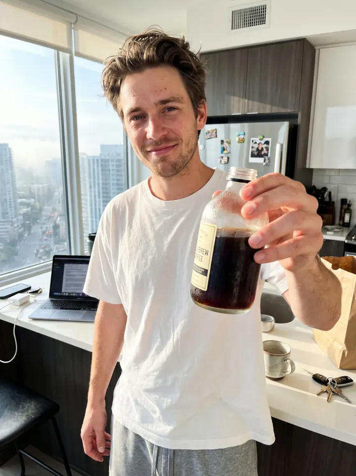 Creator demonstrating coffee
